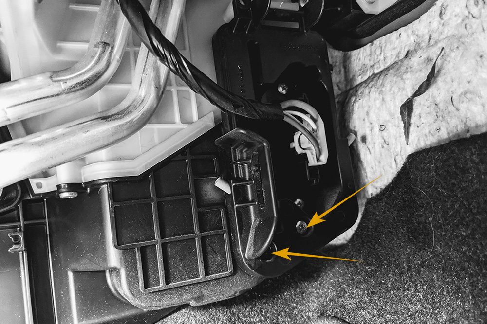 unscrew blower motor resistor housing